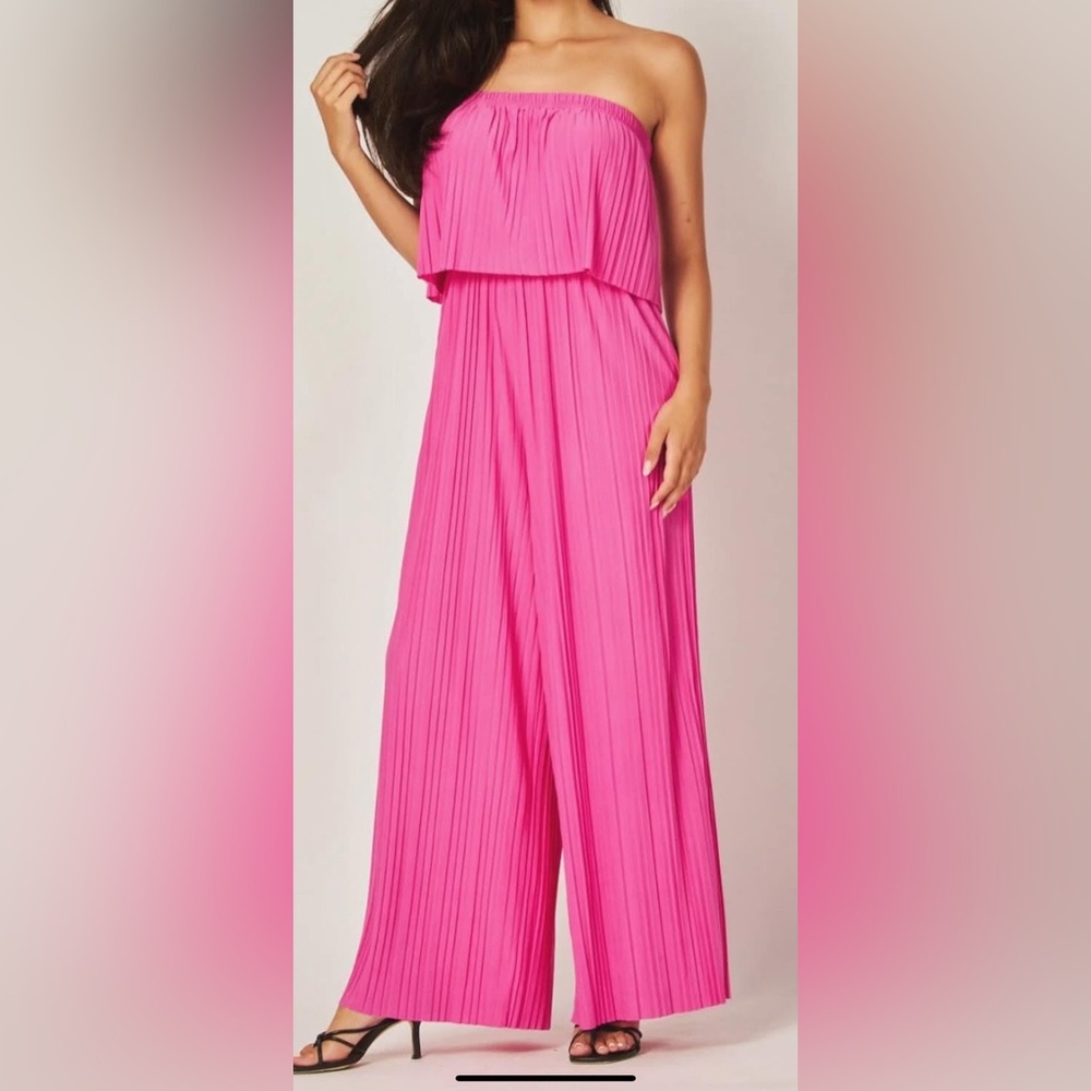 Chic Strapless Pink Jumpsuit